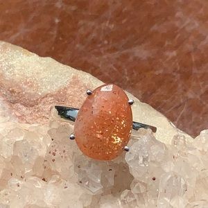 COPY - FACETED SUNSTONE 925 STERLING SILVER RING, SIZE 6.5